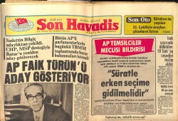 Son Havadis Gazetesi 3 Haziran 1980 - AP Faik Türün'ü Aday Gösteriyor GZ158803 - Gökçekoleksiyon