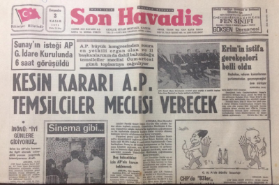 Son Havadis Gazetesi 3 Kasım 1971 - Kesin Kararı AP Temsilciler Meclisi Verecek - GZ12881 - 1