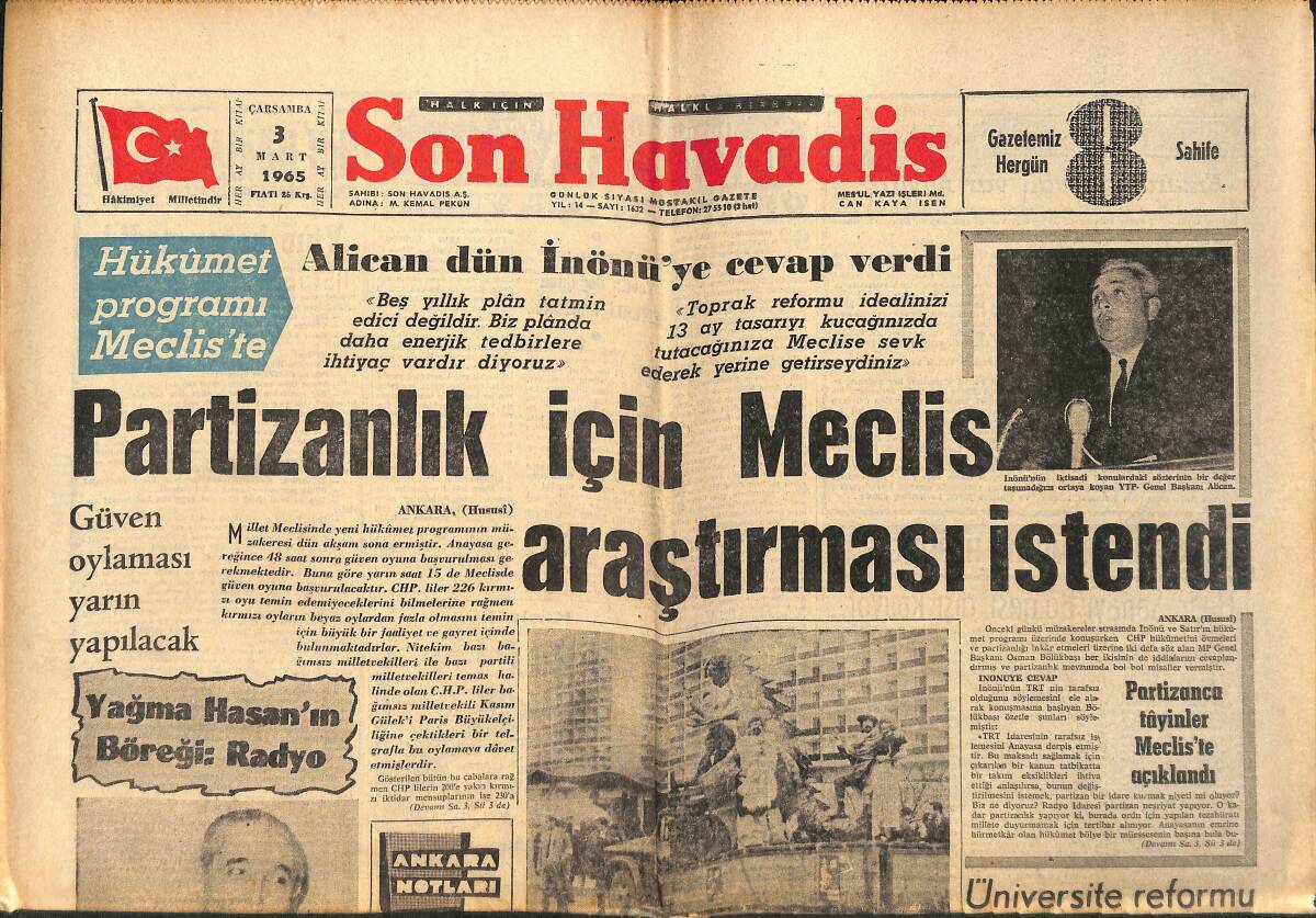 Son Havadis Gazetesi 3 Mart 1965 - Kızamık Bütün Yurda Sirayet Etti GZ158824 - 1