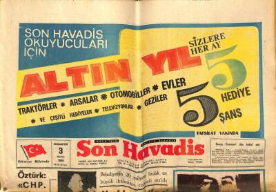Son Havadis Gazetesi 3 Mayıs 1969 - Von Papen Dün Öldü GZ97979 - 1