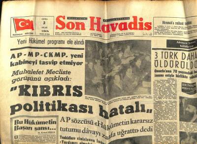 Son Havadis Gazetesi 3 Ocak 1964 - Kıbrıs Politikası Hatalı GZ59452 - 1