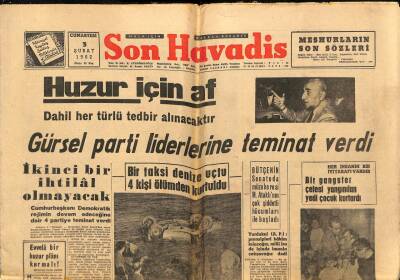 Son Havadis Gazetesi 3 Şubat 1962 - Sovyetler Türkiyeyi Harabeye Çevirebilecek Kudretteymiş GZ80525 - 1