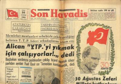 Son Havadis Gazetesi 30 Ağustos 1963 - Yılmaz , Tural , Tansel Ve Keskiner Orgeneral Uran Oramiral Oldu GZ102140 - 1