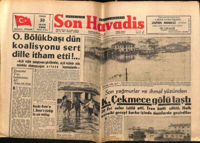 Son Havadis Gazetesi 30 Aralık 1962 - K.Çekmece Gölü Taştı GZ69462 - 1