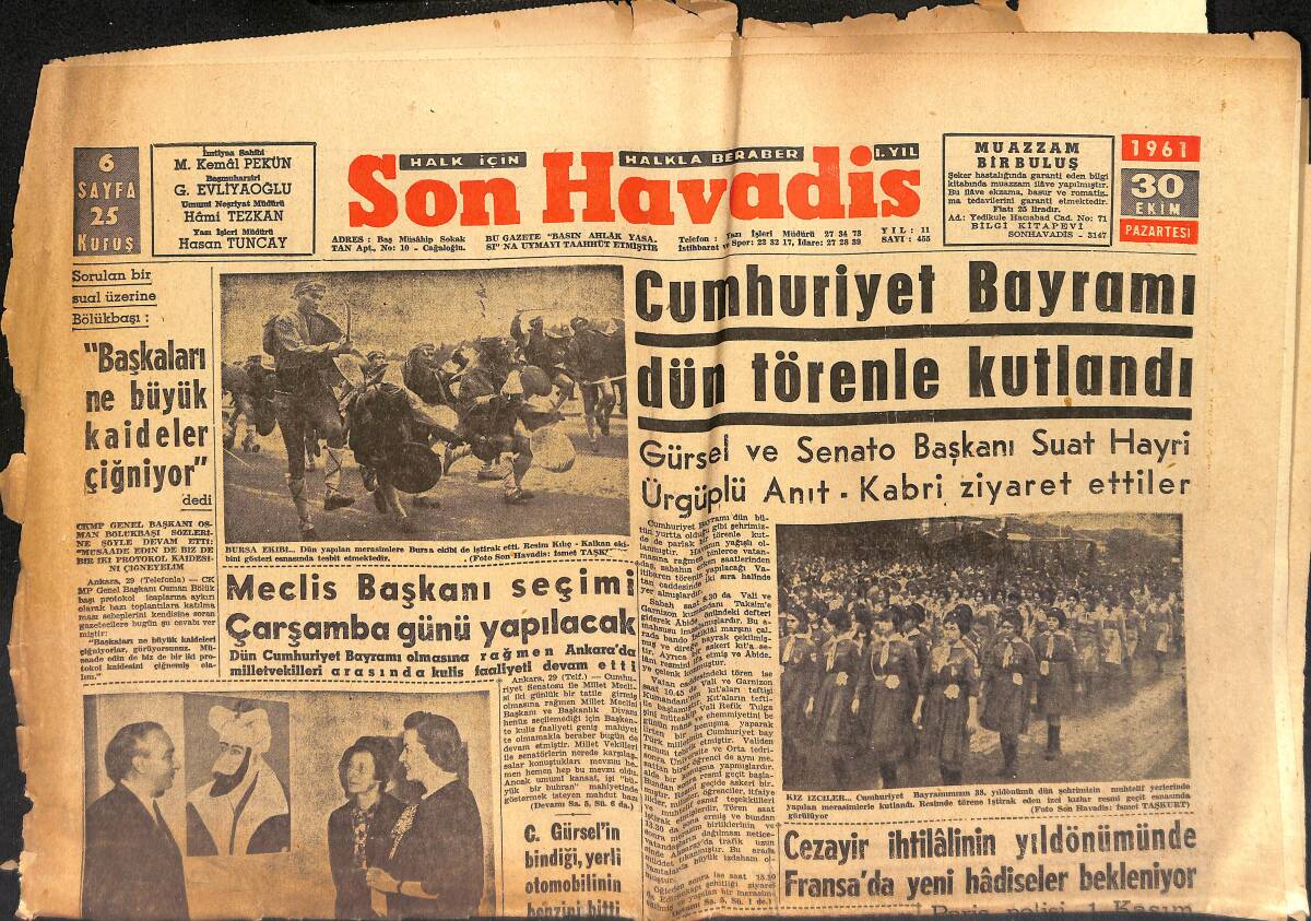 Son Havadis Gazetesi 30 Ekim 1961 - Tifo Ve Paratifo , İstanbul'u Dolaşıyor GZ158830 - 1
