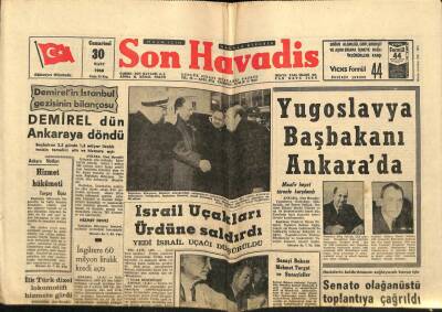 Son Havadis Gazetesi 30 Mart 1968 - İsrail Uçakları Ürdüne Saldırdı GZ65529 - 1