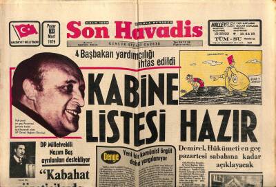 Son Havadis Gazetesi 30 Mart 1975 - APde Kabine Listesi Hazır GZ99109 - 1