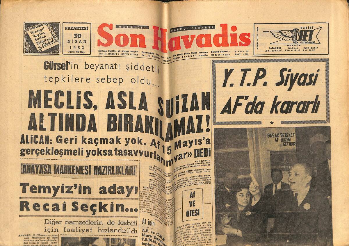 Son Havadis Gazetesi 30 Nisan 1962 - 1962 Oscar'ını Kazanan Aktör Aniden Günün Adamı Oluverdi Maximilien Schell Derler Adına GZ148890 - 1