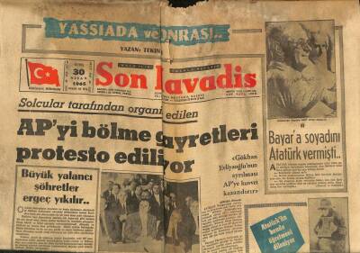 Son Havadis Gazetesi 30 Nisan 1965 - Bayara Soyadını Atatürk Vermişti.. - Demirelin Kayınpederi Vefat Etti GZ123975 - 1