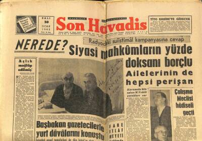 Son Havadis Gazetesi 30 Ocak 1962 - Sıtkı Atacan CKMP`den İhraç Edildi GZ80486 - 1