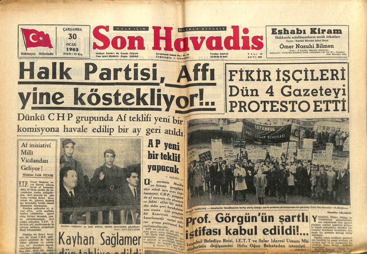 Son Havadis Gazetesi 30 Ocak 1963 - Brezilya İle Milli Maç Yapılamıyor - Kraliçe Fabiola Hamile Mi? GZ142835 - 1