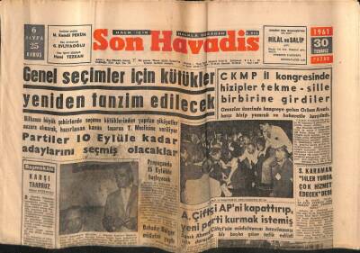 Son Havadis Gazetesi 30 Temmuz 1961 - Nazım Hikmetin Karısının Yurt Dışına Kaçtığı Tahmin Ediliyor GZ77445 - 1