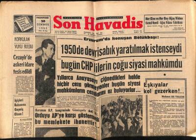 Son Havadis Gazetesi 30 Temmuz 1962 - Cezayirde Askeri İdare Tesis Edildi GZ73957 - 1