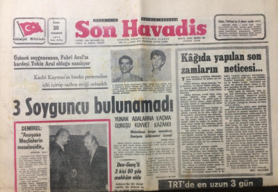 Son Havadis Gazetesi 30 Temmuz 1971 - 3 Soyguncu Bulunamadı - GZ12479 - 2