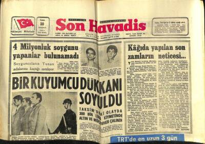 Son Havadis Gazetesi 30 Temmuz 1971 - Apollo 15 Ay Kabinini Gece Yarısı Su Bastı GZ59158 - 1