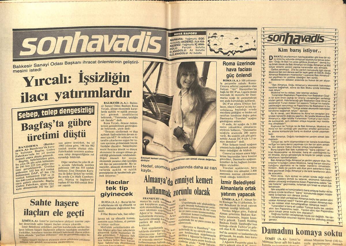 Son Havadis Gazetesi 30 Temmuz 1984 - Ressamlar Kültür Bakanına Onur Plaketi Verdi! GZ142983 - 1