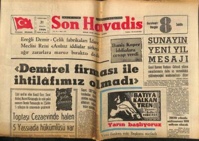 Son Havadis Gazetesi 31 Aralık 1964 - Anadolu Ekspresi Raydan Çıktı , Can Kaybı Olmadı GZ74156 - 1