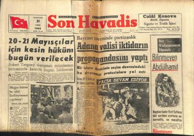 Son Havadis Gazetesi 31 Ekim 1963 - Peter Ve Renetanın Ceseti İstanbulda Defnedilecek GZ102088 - 1