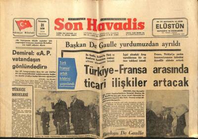 Son Havadis Gazetesi 31 Ekim 1968 - Türkiye Fransa Arasında Ticari İlişkiler Artacak GZ97968 - 1