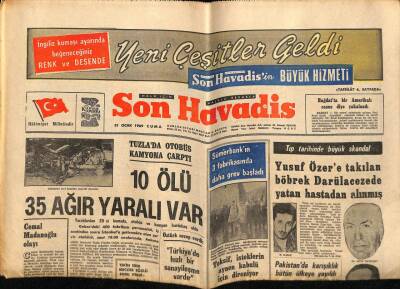Son Havadis Gazetesi 31 Ocak 1969 - Tuzlada Otobüs Kamyona Çarptı 10 Ölü 35 Ağır Yaralı GZ60340 - 1