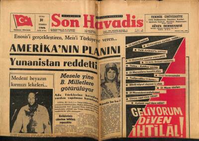 Son Havadis Gazetesi 31 Temmuz 1964 - PTT Raybankta Beş Milyon Lira Yatırmış GZ74164 - 1