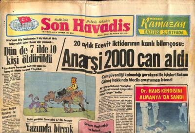 Son Havadis Gazetesi 31 Temmuz 1979 - Zeytinyağı İhracatı Durduruldu GZ87171 - 1