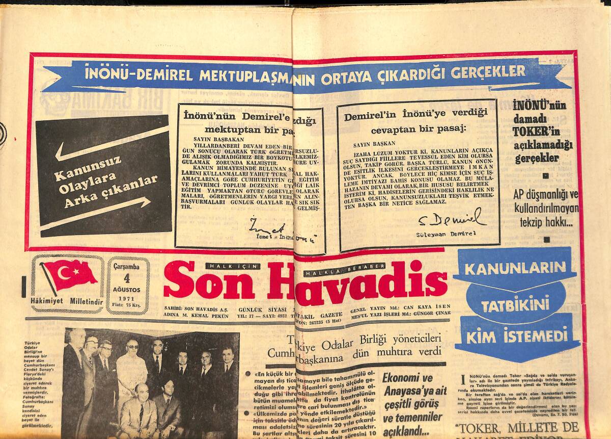 Son Havadis Gazetesi 4 Ağustos 1971 - THY'nin 33 Yıllık Emektar Pilotu Bahattin Hoca Törenle Emekli Oldu GZ158847 - 1