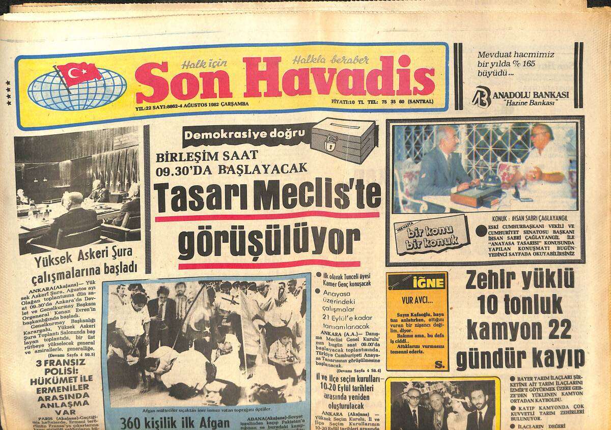 Son Havadis Gazetesi 4 Ağustos 1982 - ABD'ye Petrol Ambargosu Uygulanması Önerildi - Brezilyalı Prado 400 m. Karışıkta Dünya Rekoru Kırdı GZ142758 - 1