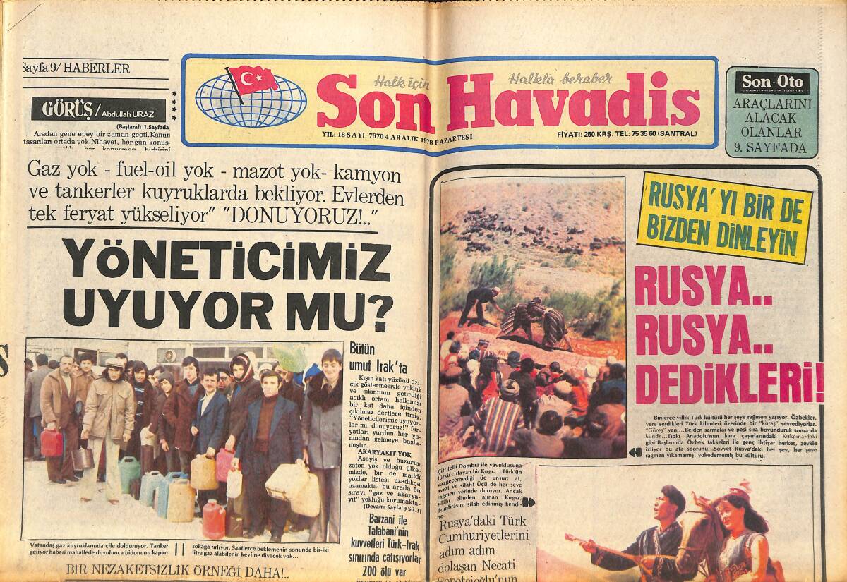 Son Havadis Gazetesi 4 Aralık 1978 - Yöneticimiz Uyuyor Mu? - Film Sanatçısı Diclehan Baban Dün Vefat Etti! GZ142980 - 1