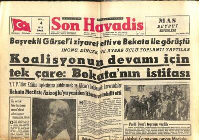 Son Havadis Gazetesi 4 Ekim 1963 - Ferdi Öneri Toprağa Verdik GZ102124 - 2