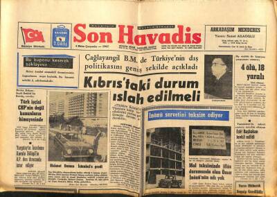 Son Havadis Gazetesi 4 Ekim 1967 - Çağlayangil Kıbrıstaki Durum Islah Edilmeli GZ97999 - 1