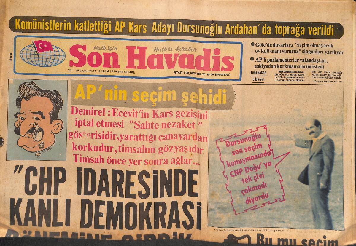 Son Havadis Gazetesi 4 Ekim 1979 - Tarihi Savarona Gemisinde Patlama Sonucu Yangın Çıktı . Hasar Büyük - Ecevit'in Doğu Gezisi Tamamen İptal Edildi GZ134439 - 1