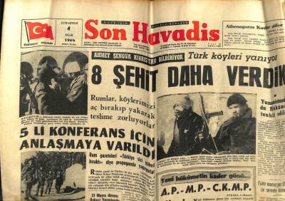Son Havadis Gazetesi 4 Ocak 1964 - Rumlar Köylerimizi Aç Bırakıp Teslime Zorluyor, 8 Şehit Daha Verdik GZ59451 - 1