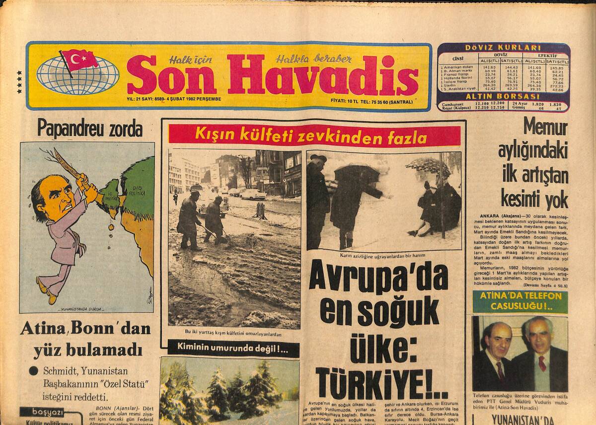 Son Havadis Gazetesi 4 Şubat 1982 - Assolist Çokluğundan Assolist Yokluğuna * Orhan Gencebay-Türkan Şoray-Kadir İnanır GZ149697 - 1