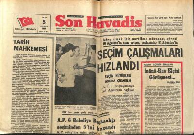 Son Havadis Gazetesi 5 Ağustos 1969 - AP 6 Belediye Başkanlığı Seçiminden 5ini Kazandı GZ80444 - 1
