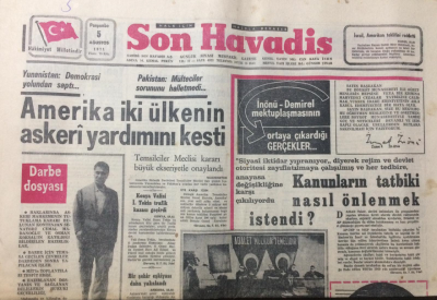Son Havadis Gazetesi 5 Ağustos 1971- Prof. İnönü Sıkıyönetim Mahkemesinde Tanıklık Etti - GZ12220 - 2