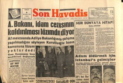 Son Havadis Gazetesi 5 Aralık 1961 - Adliye Bakanı , İdam Cezasının Kaldırılması Lazımdır Diyor GZ102017 - 2