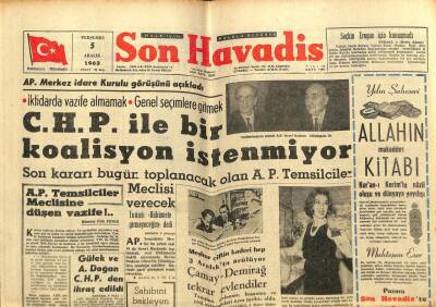 Son Havadis Gazetesi 5 Aralık 1963 - CHP İle Bir Koalisyon İstenmiyor GZ65324 - 1