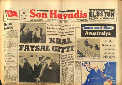 Son Havadis Gazetesi 5 Eylül 1966 - Fas Kralı Ekimde Türkiyeye Geliyor GZ80554 - 1