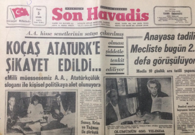 Son Havadis Gazetesi 5 Eylül 1971 - Koçaş Atatürke Şikayet Edildi - GZ12887 - 2