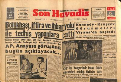 Son Havadis Gazetesi 5 Haziran 1961 - Bölükbaş İftira Ve İhbar Yolu İle Tedhiş Yapanlara Çattı GZ56519 - 1