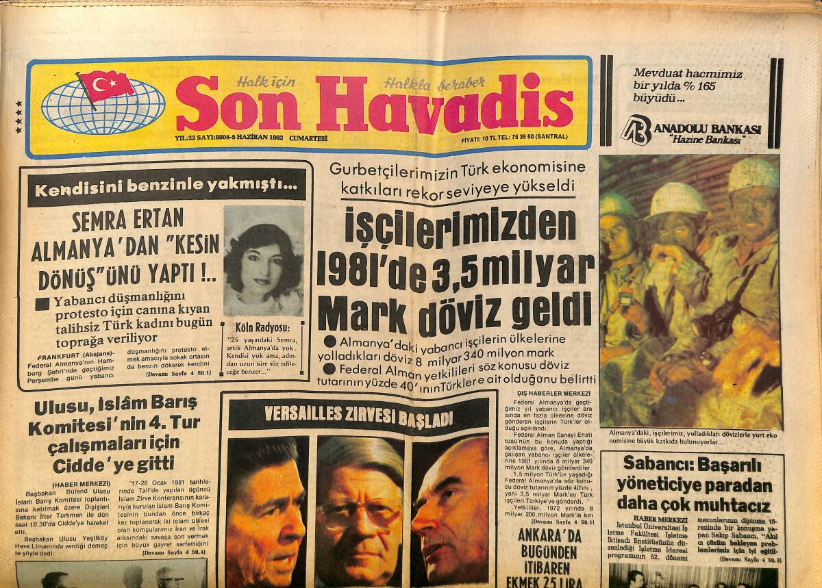 Son Havadis Gazetesi 5 Haziran 1982 - Barış Manço 34 Gündür Hastanede - Galatasaray'ın Florya Tesisleri Açıldı GZ149773 - 1