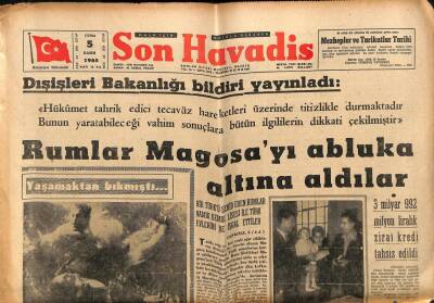 Son Havadis Gazetesi 5 Kasım 1965 - Rumlar Magosayı Abluka Altına Aldılar GZ56563 - 1