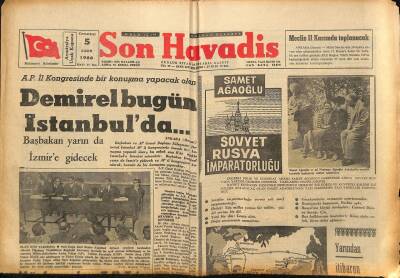 Son Havadis Gazetesi - 5 Kasım 1966 - Deprem Bölgesine 7888 Baraka İnşa Edildi - Nasır Kıbrıs Tezimizi Destekliyor GZ124232 - 1