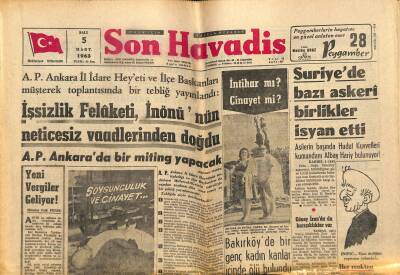 Son Havadis Gazetesi 5 Mart 1963 - Suriyede Bazı Askeri Birlikler İsyan Etti - Güney İranda da Karışıklıklar Var GZ121211 - 1