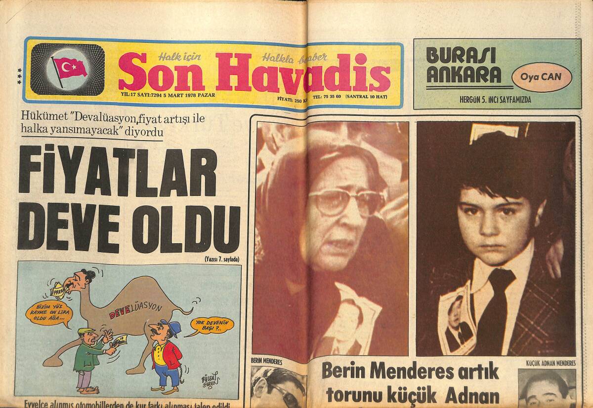 Son Havadis Gazetesi 5 Mart 1978 - Otobüsler Benzin,Halk Gaz Bekliyor - Robert Kennedy'nin Küçük Oğlu Asansör Altında Kaldı GZ142887 - 1