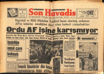 Son Havadis Gazetesi 5 Mayıs 1962 - Ordu AF İşine Karışmıyor GZ121155 - 1