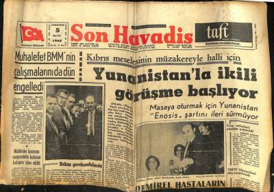 Son Havadis Gazetesi 5 Mayıs 1966 - Yunanistanla İkili Görüşme Başlıyor GZ59381 - 1