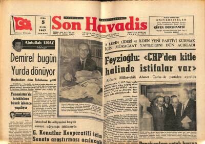 Son Havadis Gazetesi 5 Mayıs 1967 - Demirel Bugün Yurda Dönüyor - Fenerbahçe Bugün Kampa Giriyor GZ121020 - 1