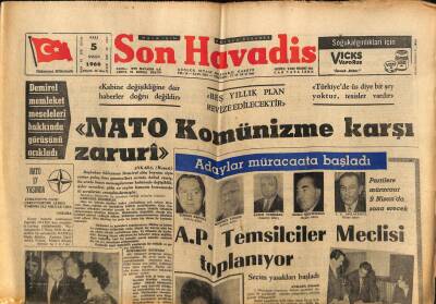 Son Havadis Gazetesi 5 Nisan 1966 - NATO Komünizme Karşı Zaruri GZ77457 - 1
